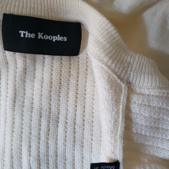 The Kooples Cold Shoulder Ruffle Merino Wool Knit flounce Sweater 3 cream large - Picture 14 of 15